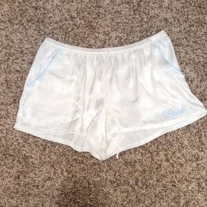 In Bloom by Jonquil white satin baby blue trim bride graphic sleep shorts